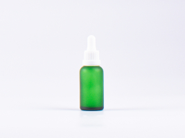 Grünglasflasche 30ml, mit Pipette OV weiss